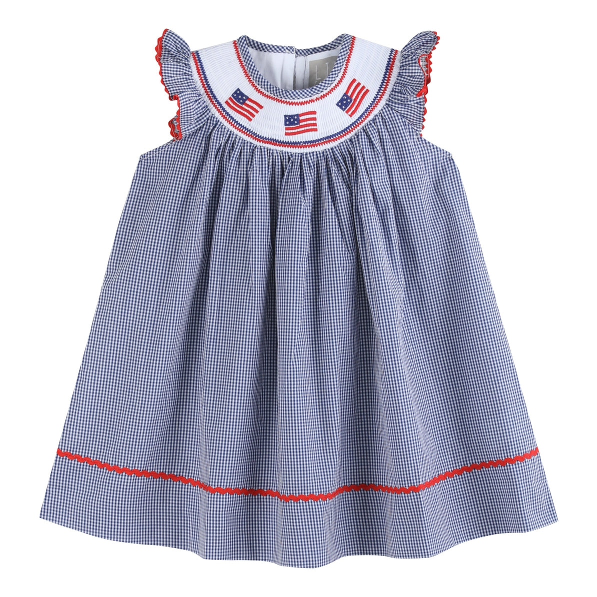 American Flag Blue Gingham Bishop Dress