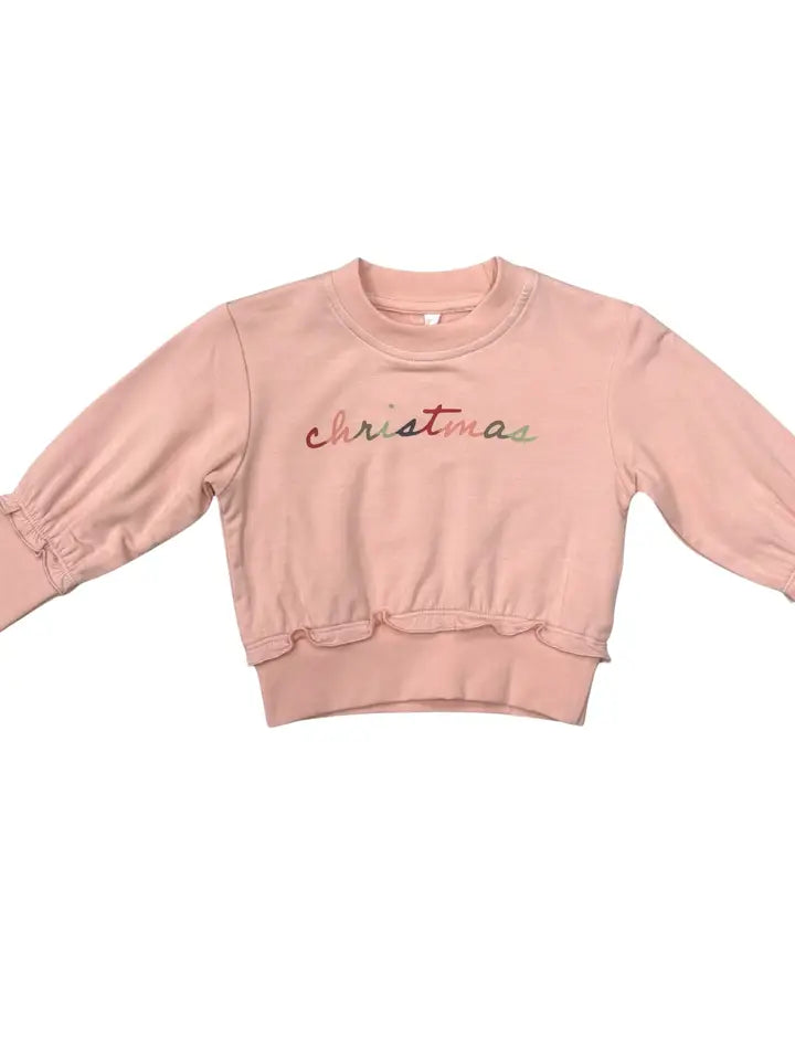Girl's Ruffle Hem Sweatshirt | Christmas