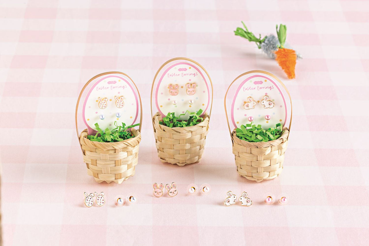 Bunny Easter Stud Earring Basket Set