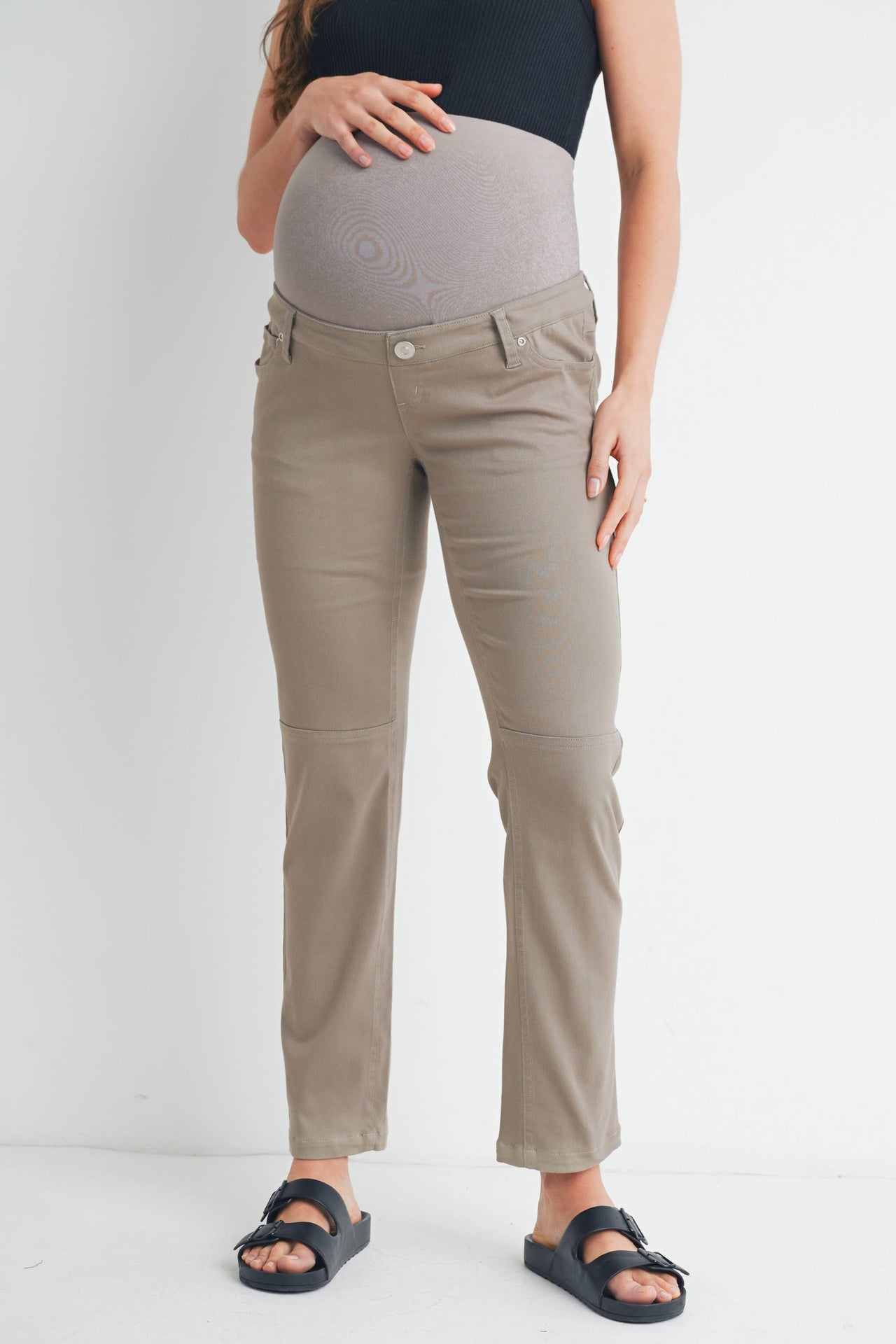 Straight Leg Maternity Over the Belly Pants | Khaki
