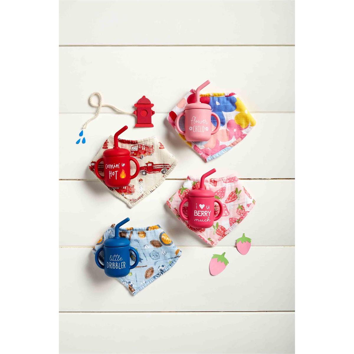 Fire Truck Silicone Cup + Bib Set