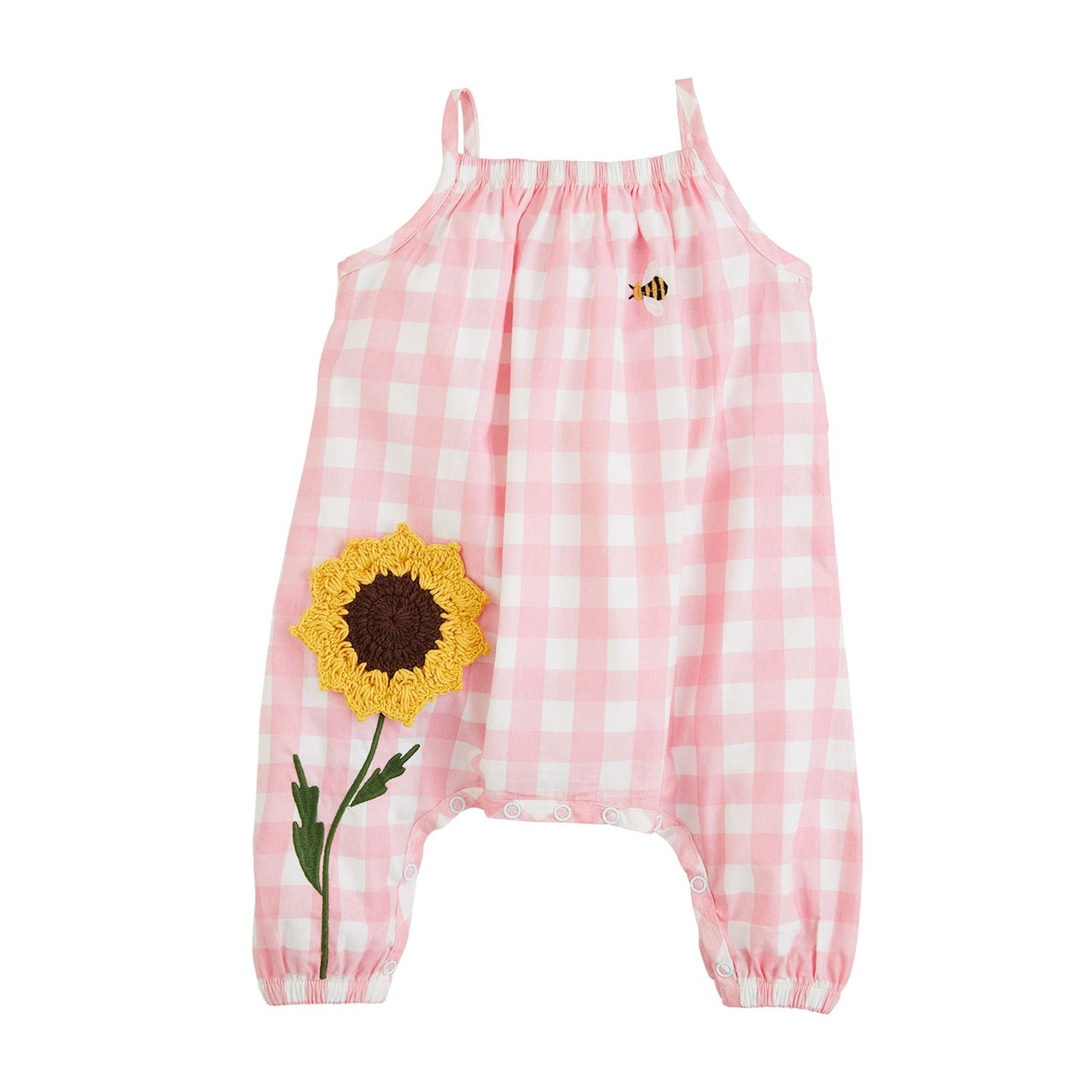 Girl's Gingham Sunflower Longall | Pink Check
