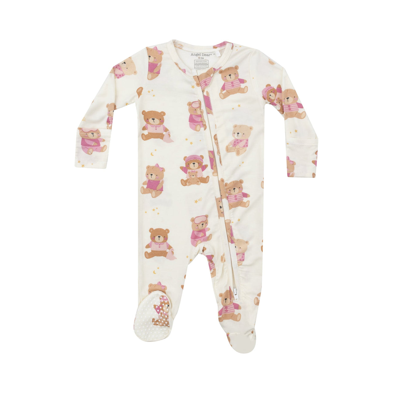 2-Way Zip Footie | Teddy Bears Pink