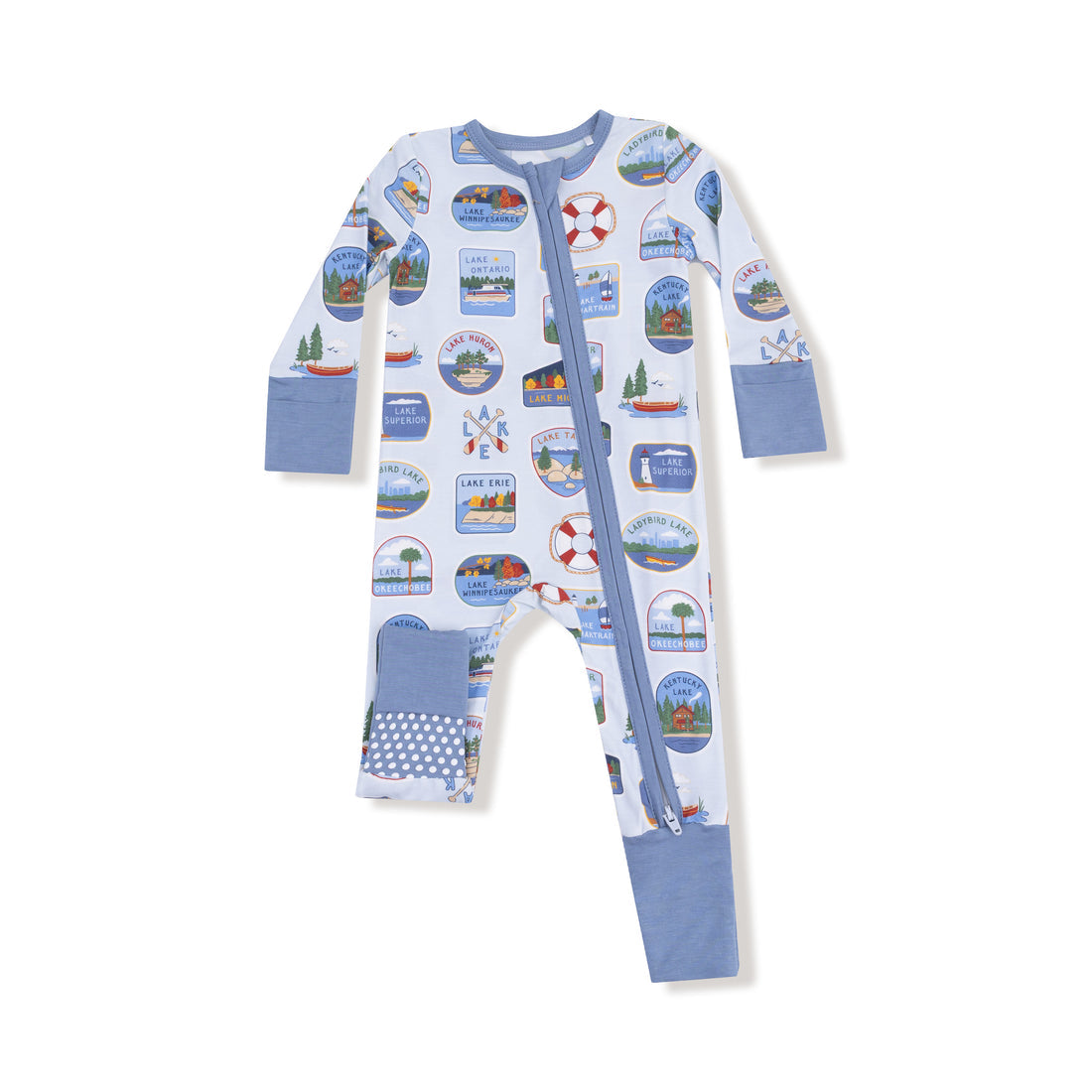 2-Way Zipper Convertible Romper | Lake Stickers