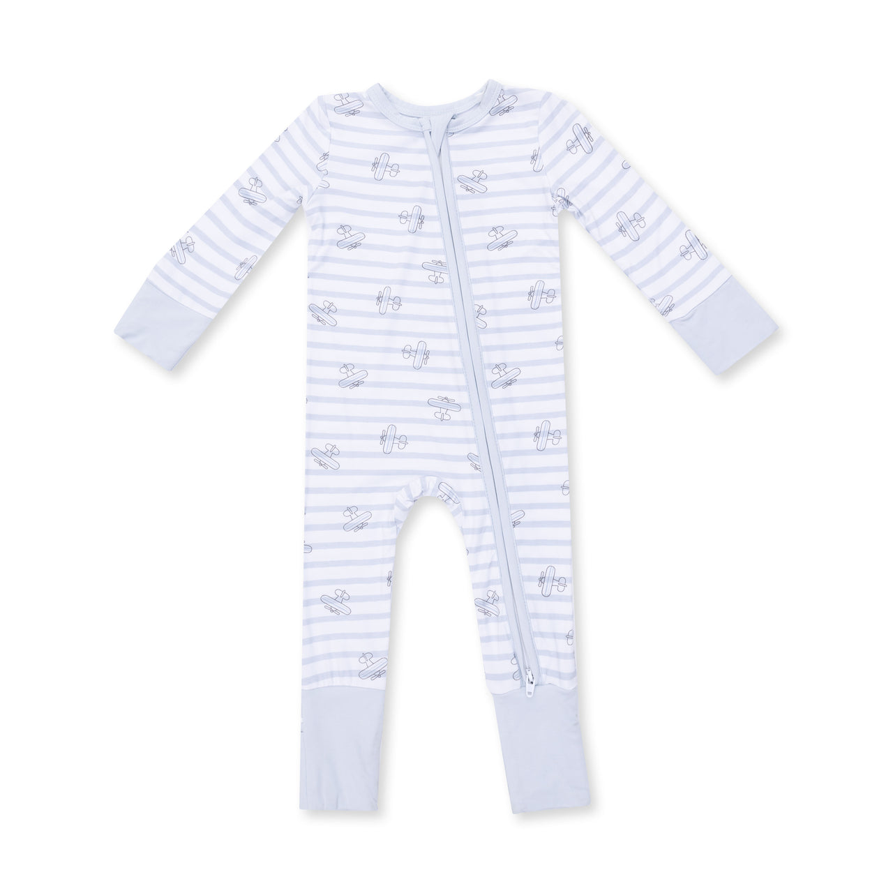 Convertible Zip Romper | Airplane Stripe