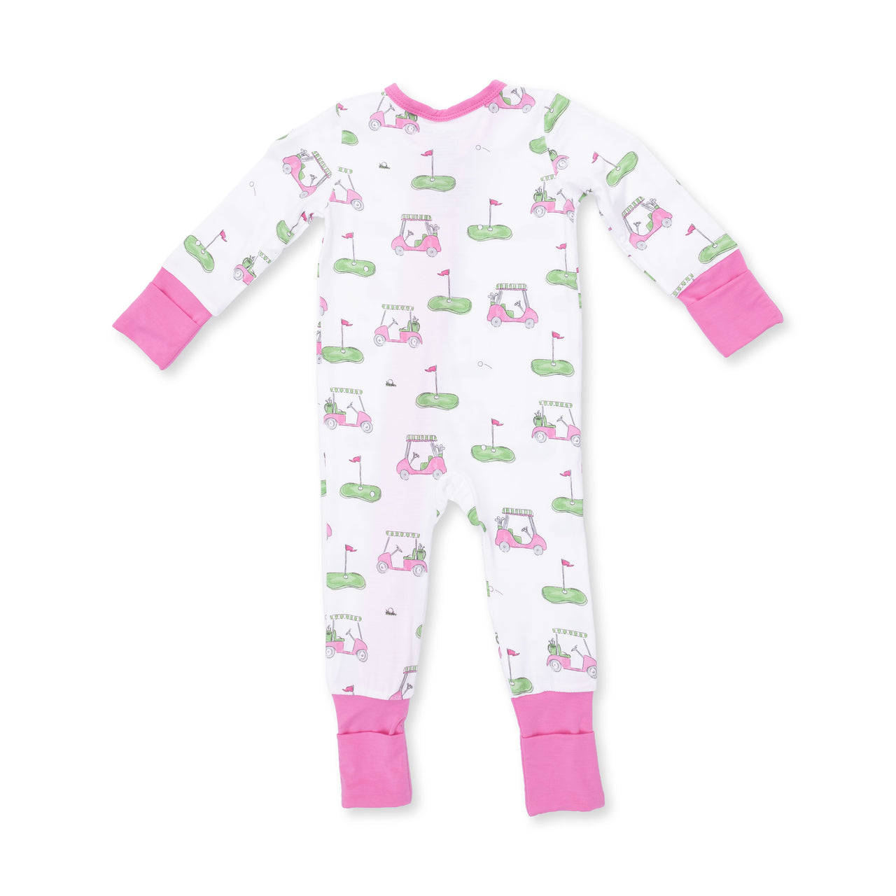 Convertible Zip Romper | Golf Carts Pink