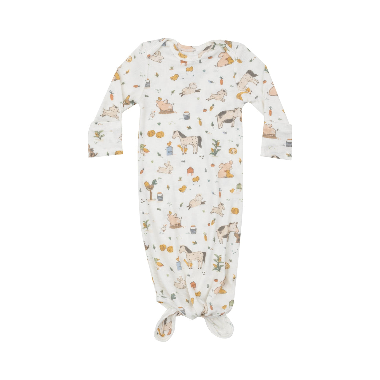 Ribbed Knotted Gown 0-3M | Farm Babies