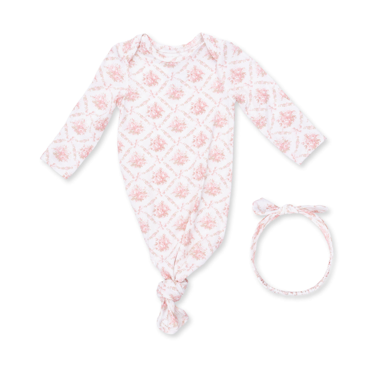 Knotted Gown and Knot Headband Set | Rose Bow Lattice