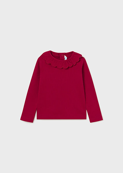 Long Sleeve Rib Knit Shirt | Red