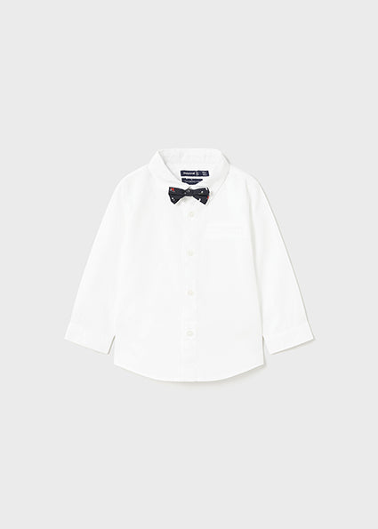 Long Sleeve Shirt W/Detachable Bow| White