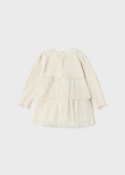 Baby Knit Tulle Dress | Bone