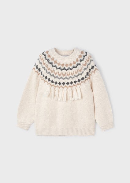 Knit Sweater with Pom Poms | Beige