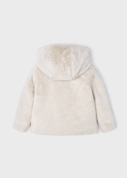 Girls Faux Fur Hooded Coat | Oat