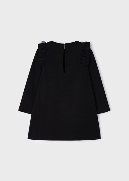 Girls Knit & Tulle Dress | Black