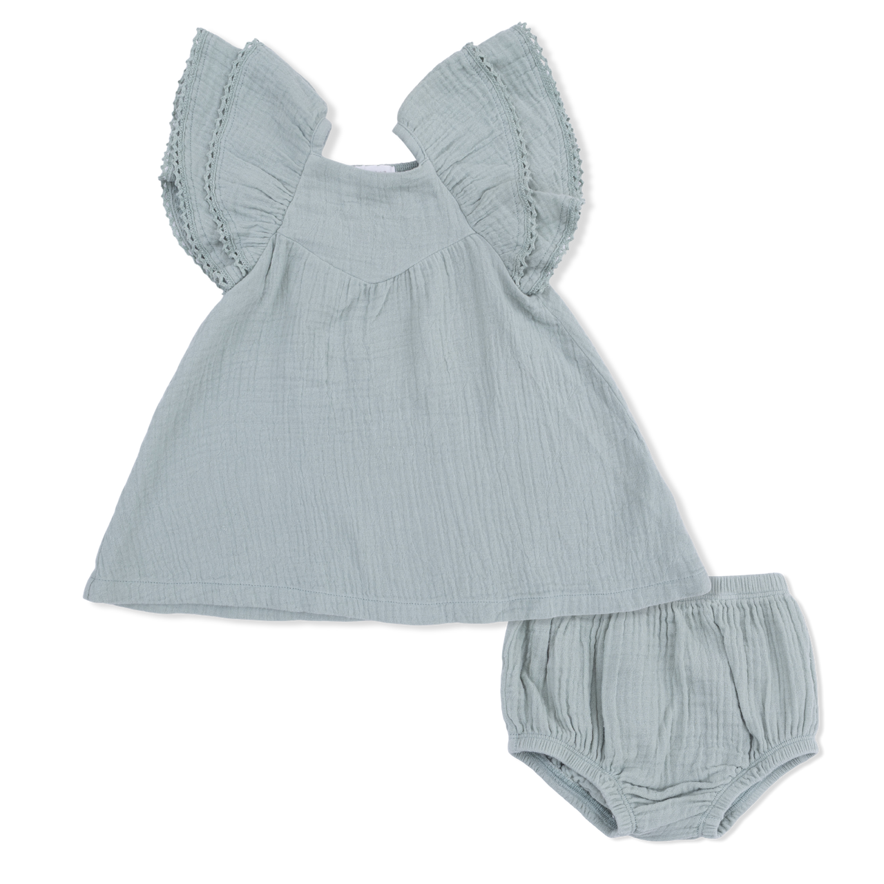 V-Neck Dress and Bloomer | Solid Muslin Jadeite