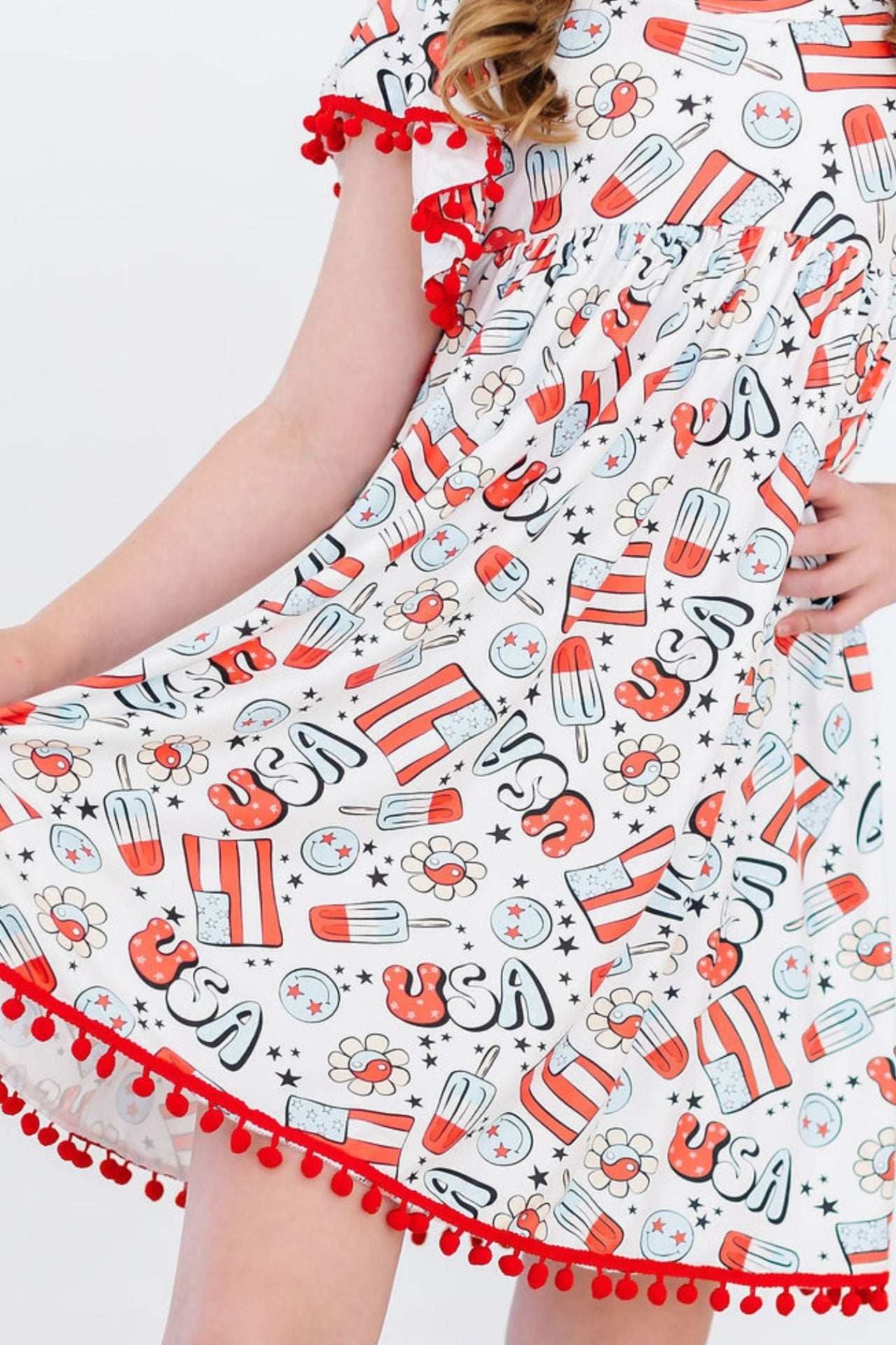 Star Spangled Cutie Pom Pom Dress **FINAL SALE**