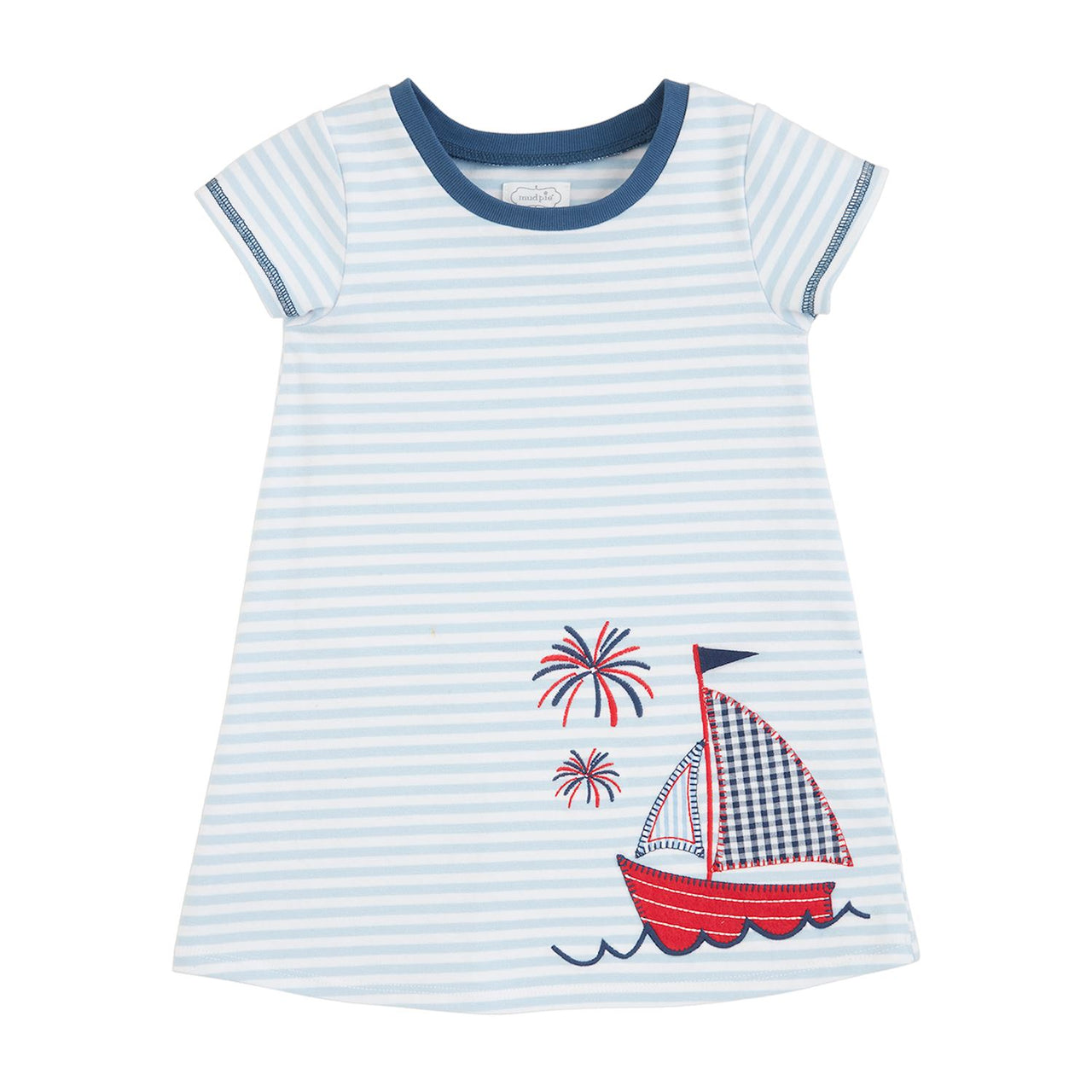 Sailboat T-Shirt Dress | Blue Stripes
