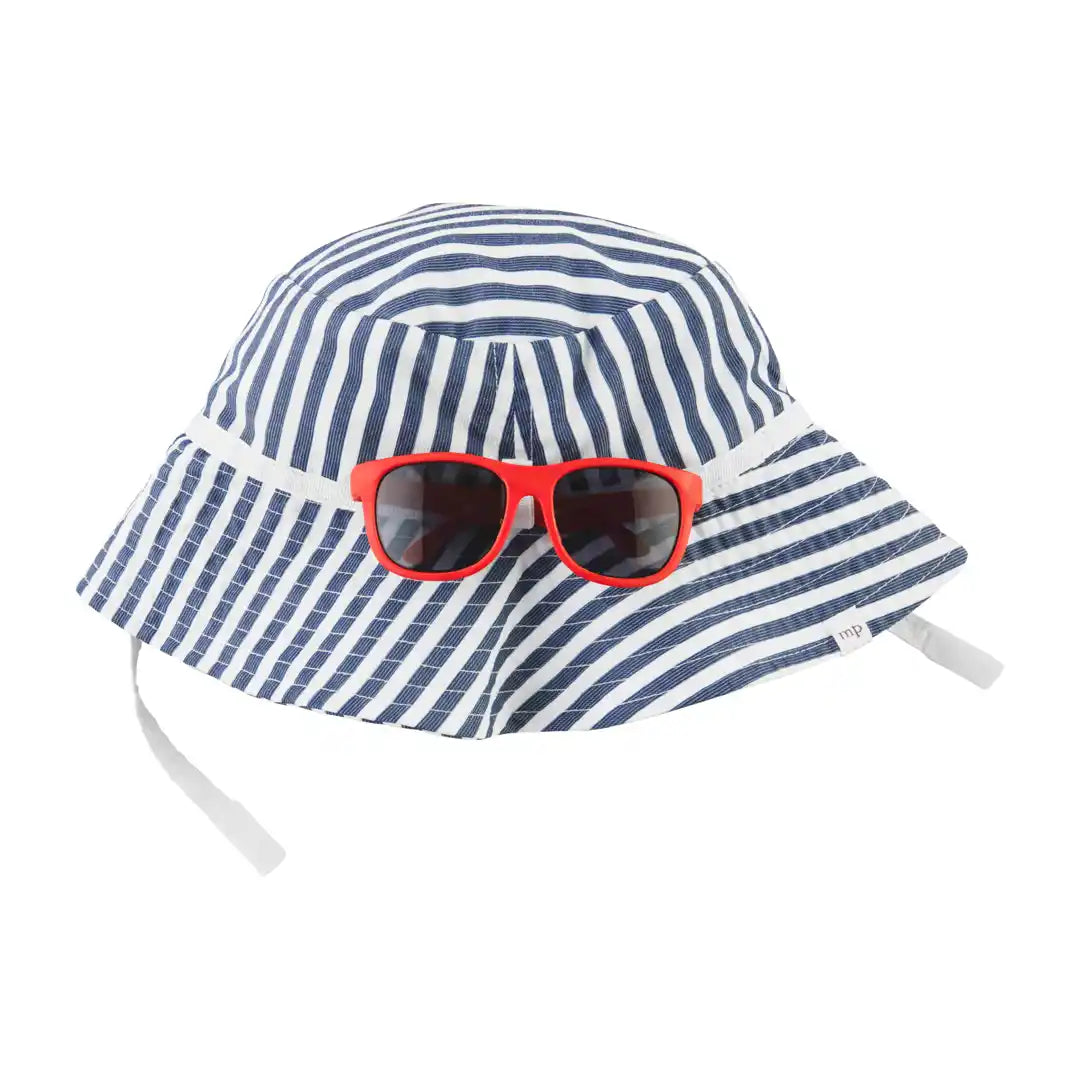 Toddler Blue Sun Hat and Sunglasses Set