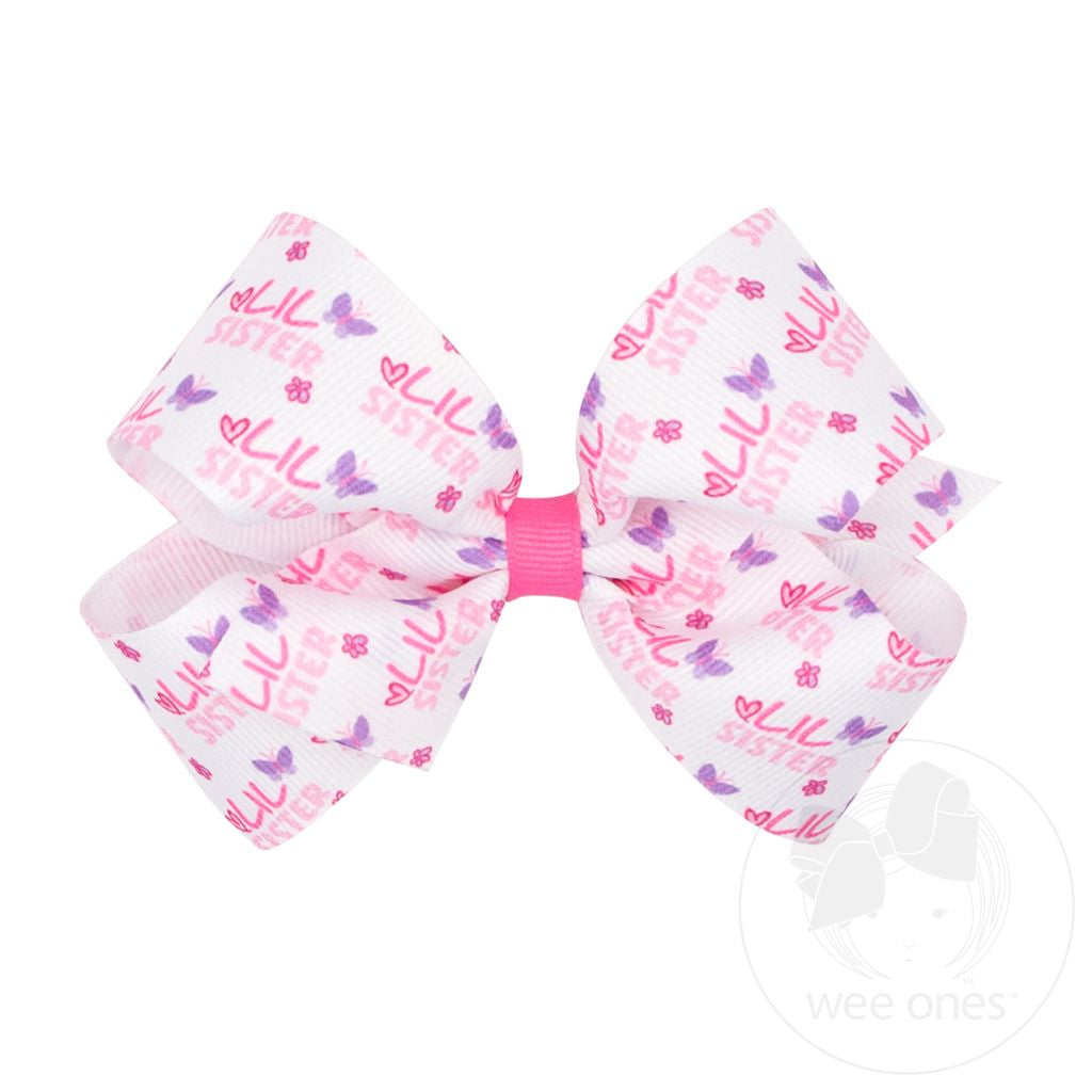 Medium Little Sister Printed Grosgrain Hair Bow