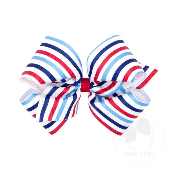 King Patriotic-themed Print Grosgrain Hair Bow