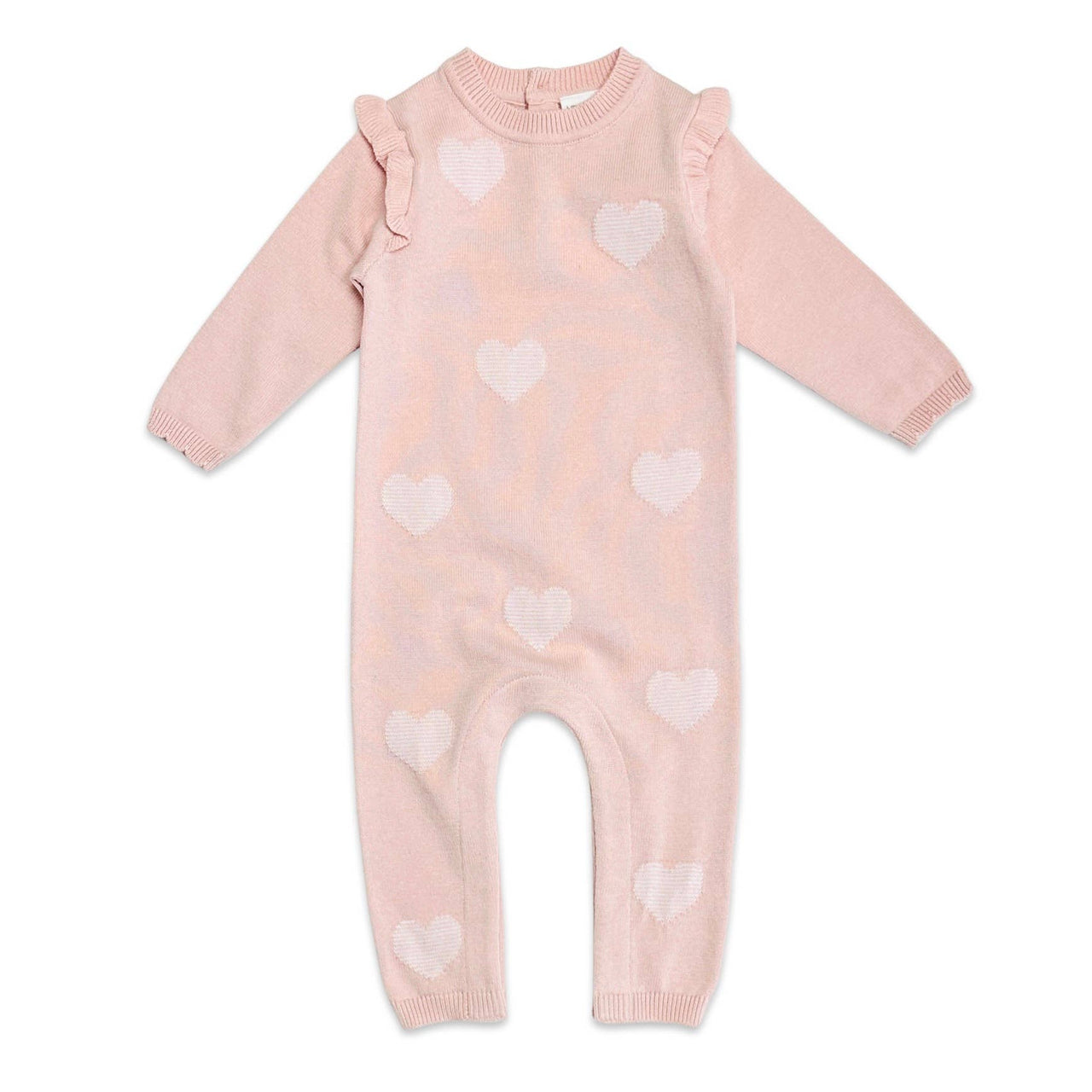 Hearts Jacquard Knit Baby Jumpsuit (Organic Cotton)