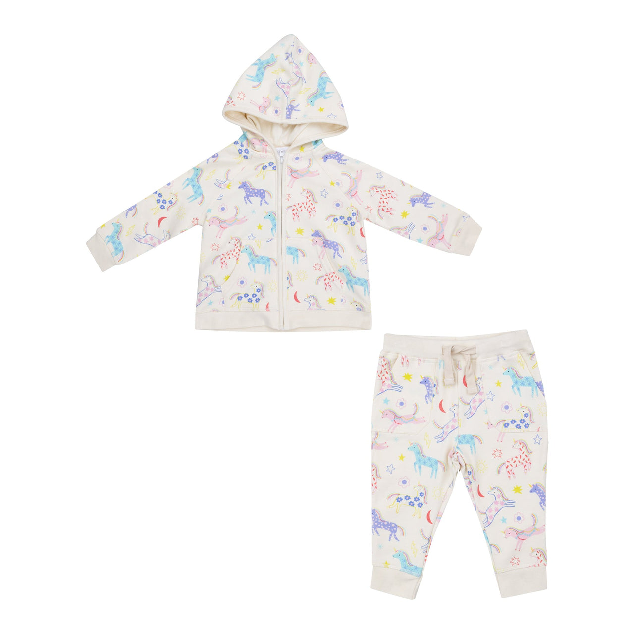 French Terry Hoodie and Jogger Set  | Fun Unicorns