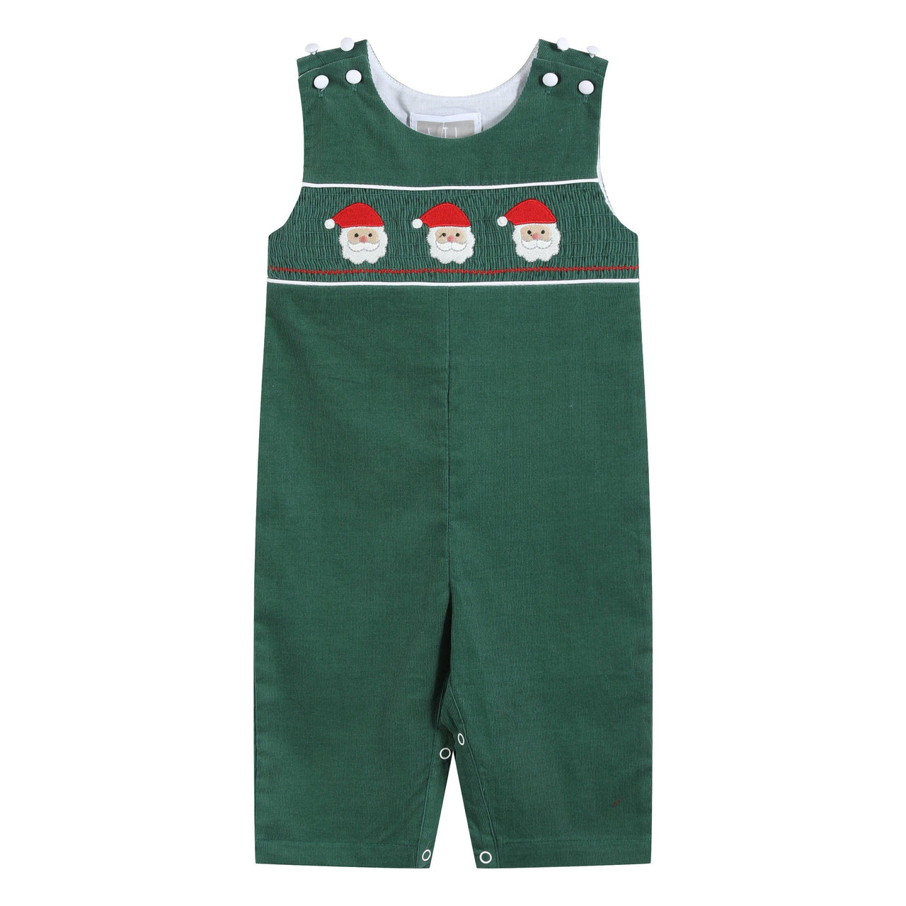 Baby Green Corduroy Santa Smocked Overalls