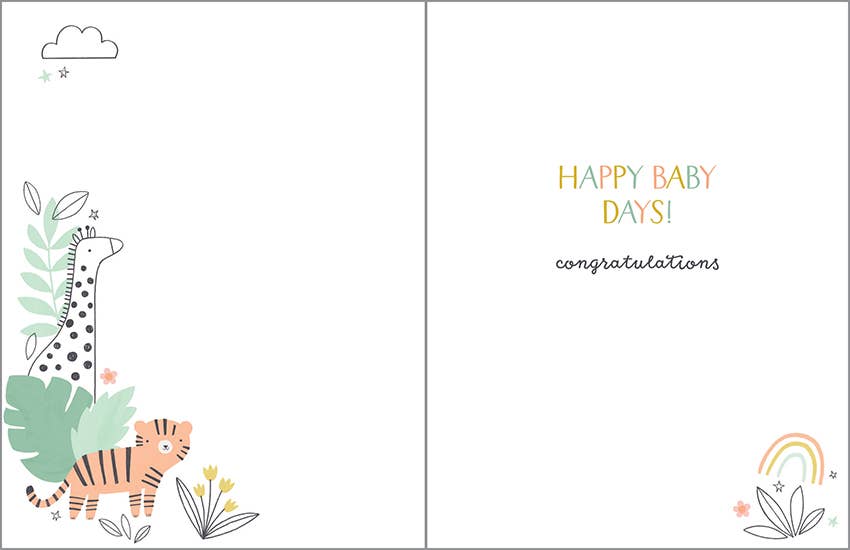 Baby Greeting Card - Welcome Little One Jungle