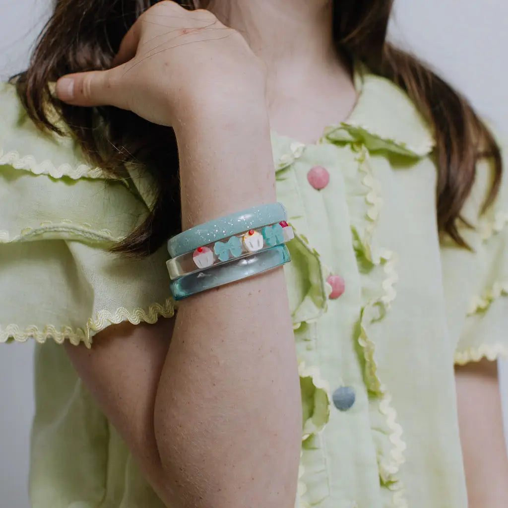 Cupcakes & Bows Glitter Blue Bangles Set