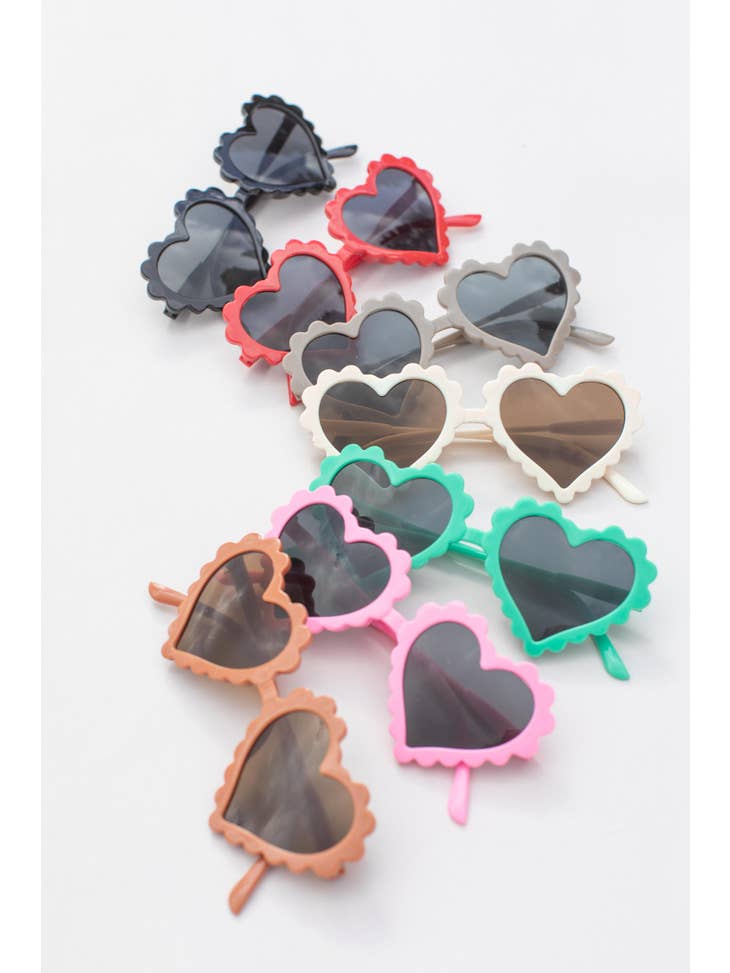 Kids Toddler Scallop Heart Sunglasses
