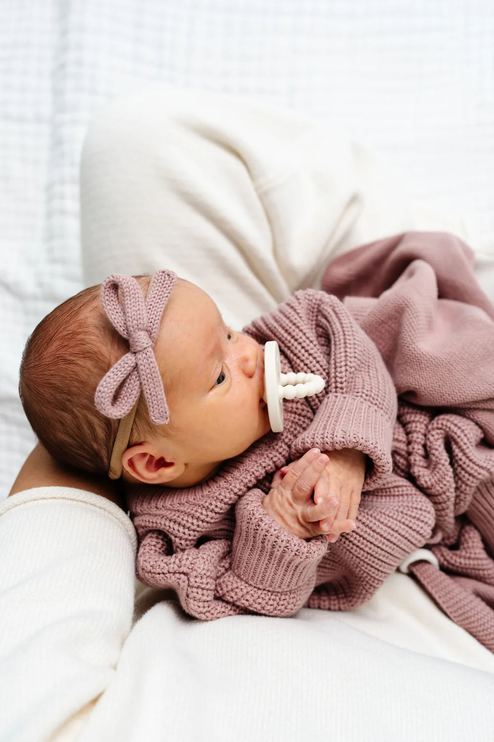 Sweater Bow Headband | Mauve knit
