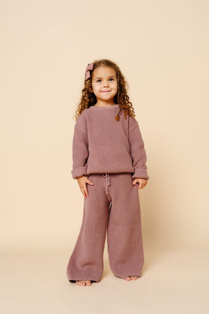 Knit Chunky Wide Leg Pant | Mauve