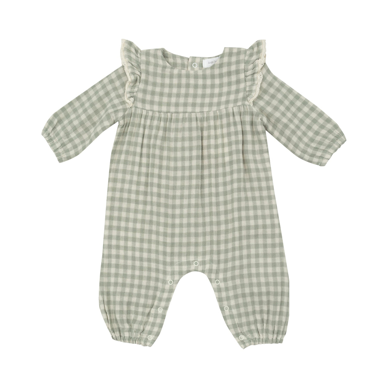 Ruffle Sleeve Romper | Mini Green Gingham