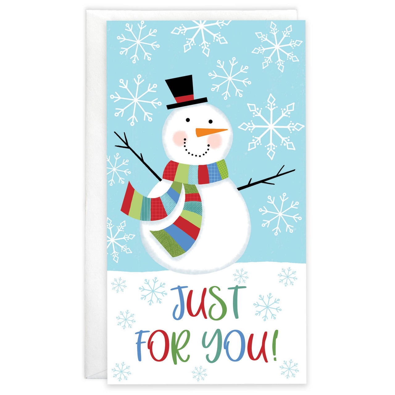 Packaged Money Gift Card Holder - Striped Scarf Snowman