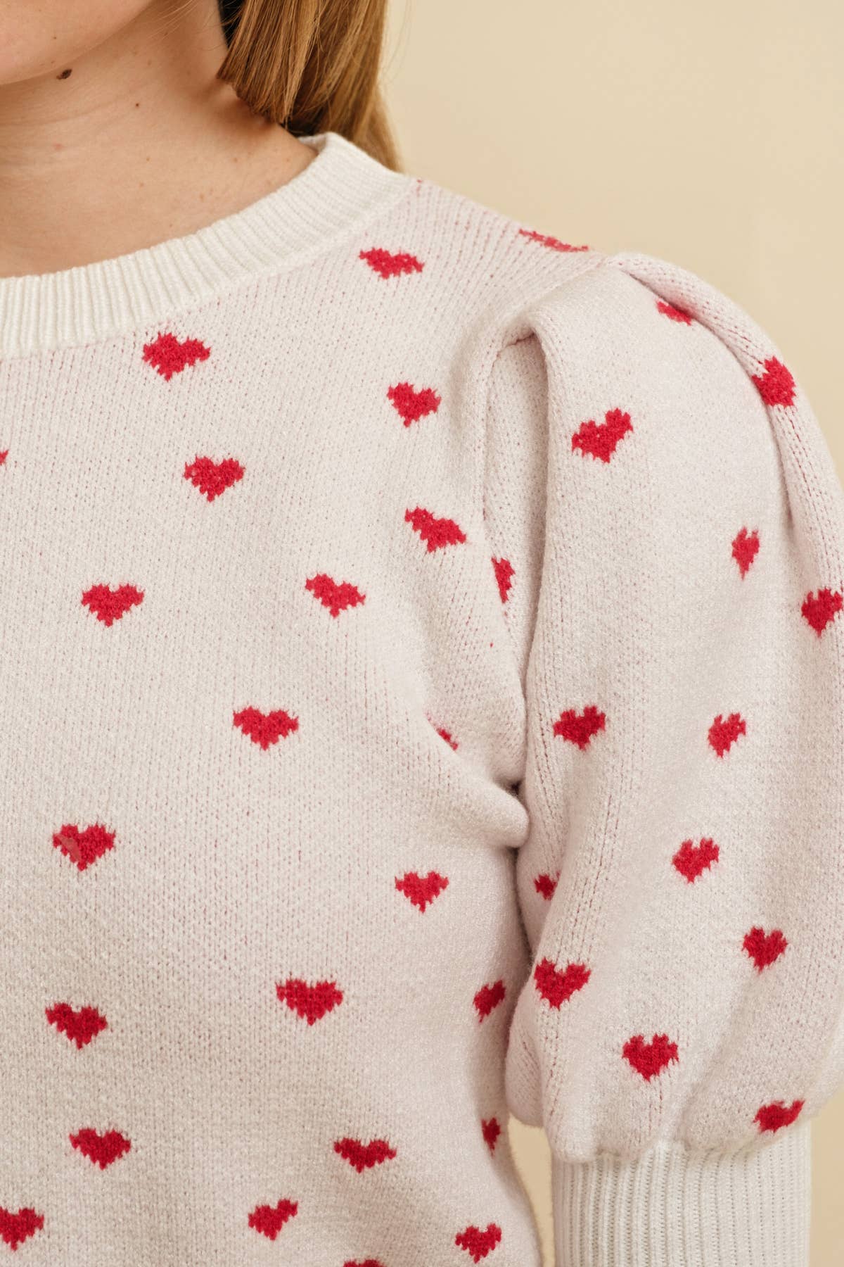 Heart Puff Short Sleeve Sweater