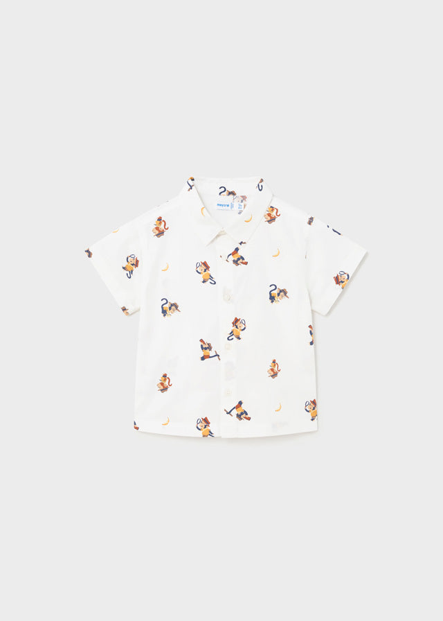Baby Boy Short Sleeve Shirt w/Collar | Monkeys