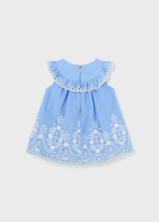 Baby Embroidery Poplin Dress | Light Blue