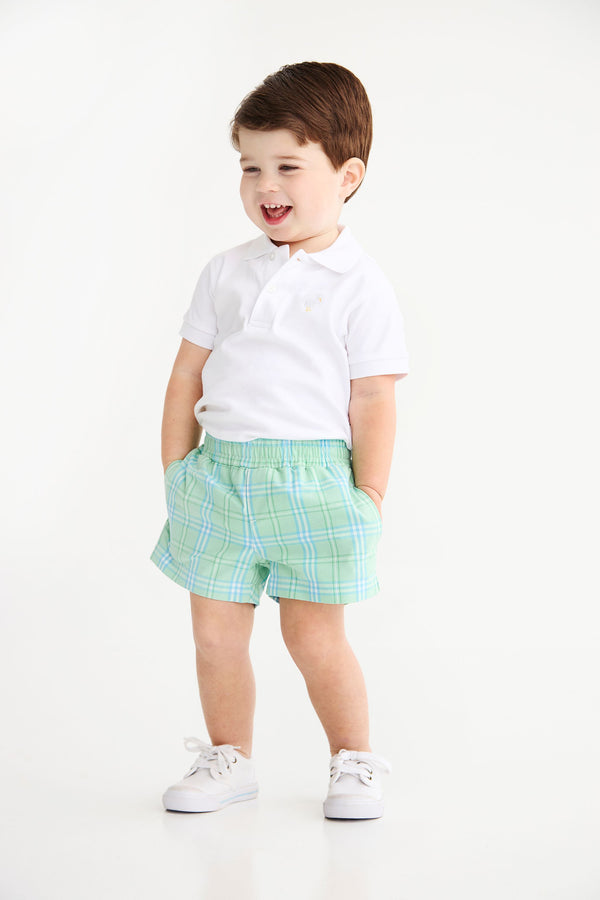 Prim & Proper Polo | Worth Avenue White with Multicolor Stork **FINAL SALE**