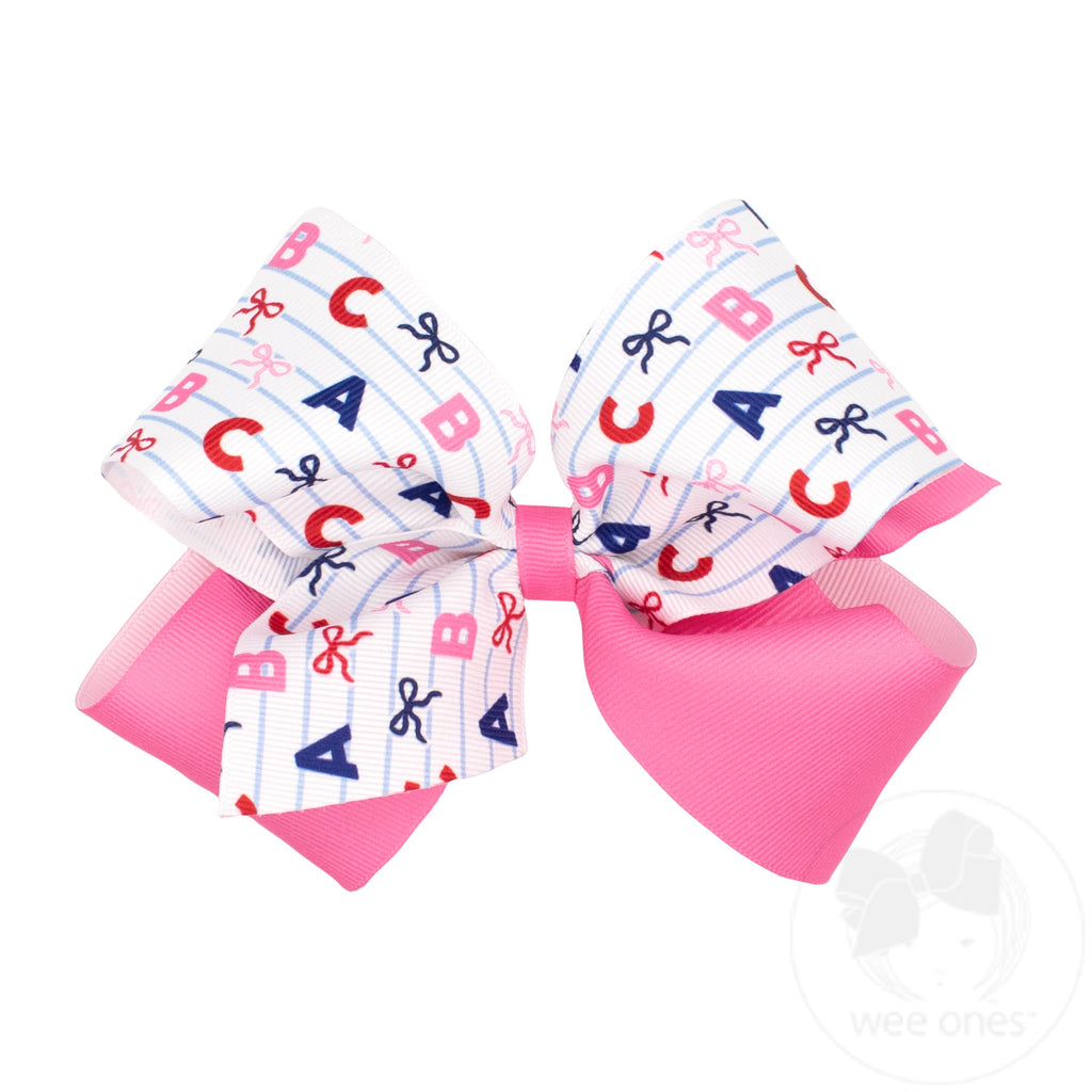 King Back to School Colorblock Print Hair Bow