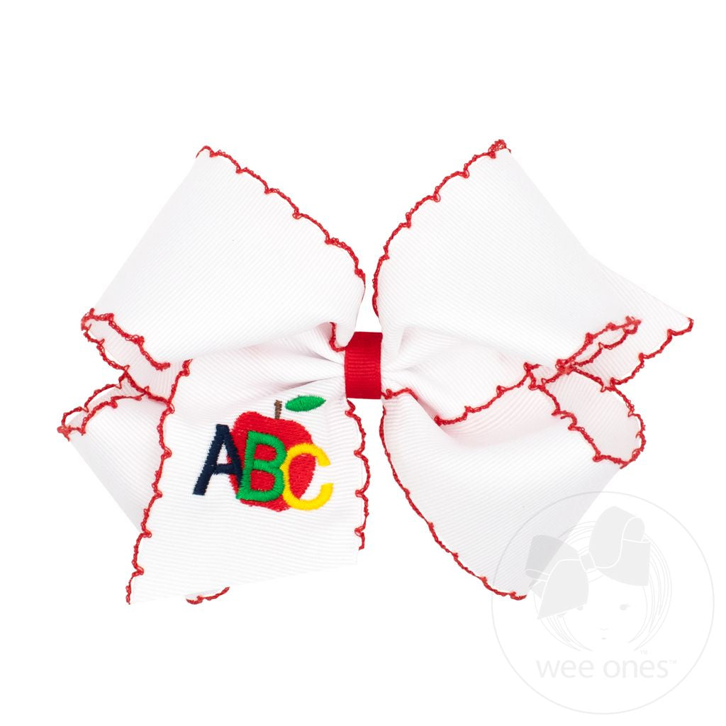 King Back to School Moonstitch Embroidered Hair Bow