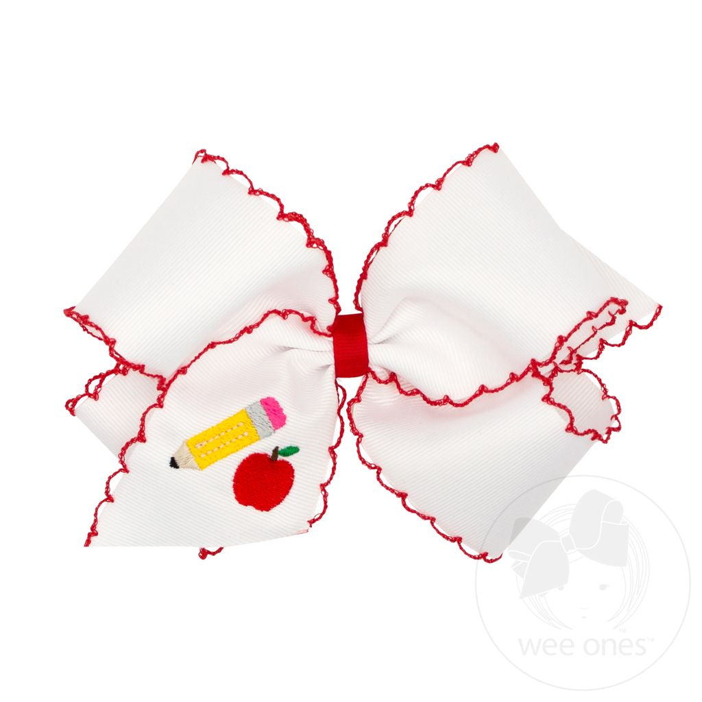 King Back to School Moonstitch Embroidered Hair Bow