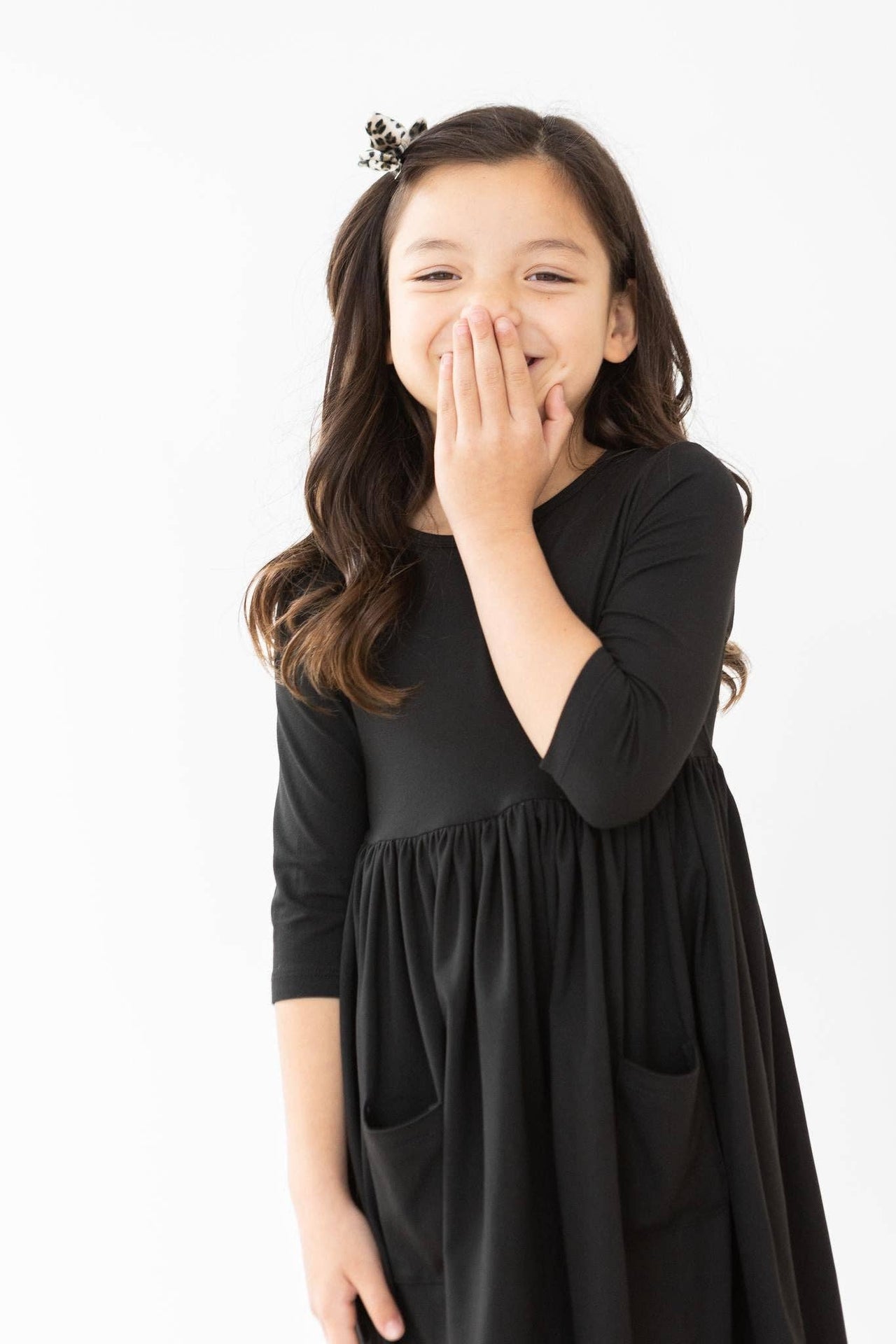 Black 3/4 Sleeve Pocket Twirl Dress **FINAL SALE**