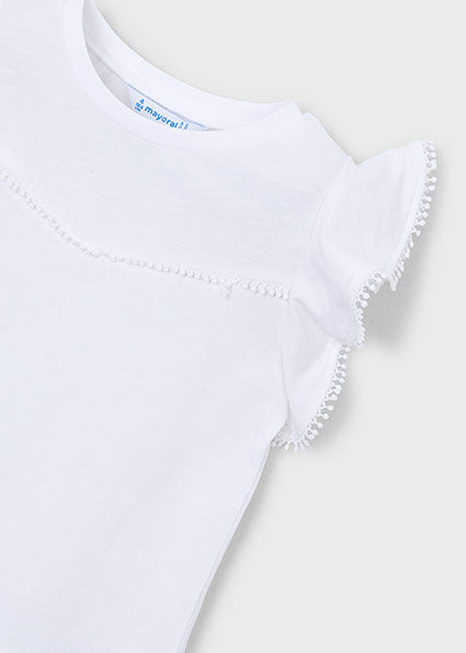T-Shirt with Lace Trim | White