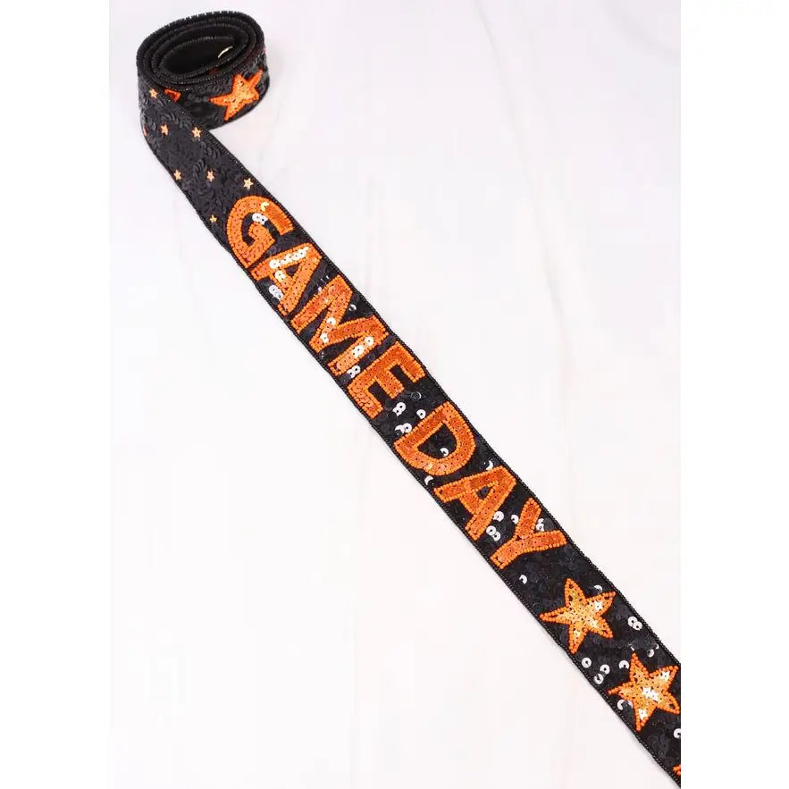 Game Day Star Sequin Strap |  Black Orange