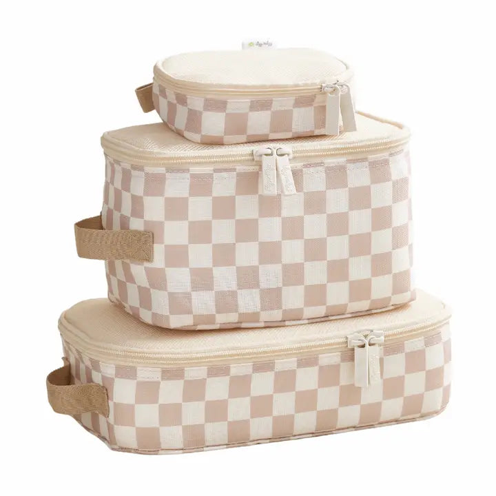 Taupe Checkerboard Pack Like a Boss Packing Cubes