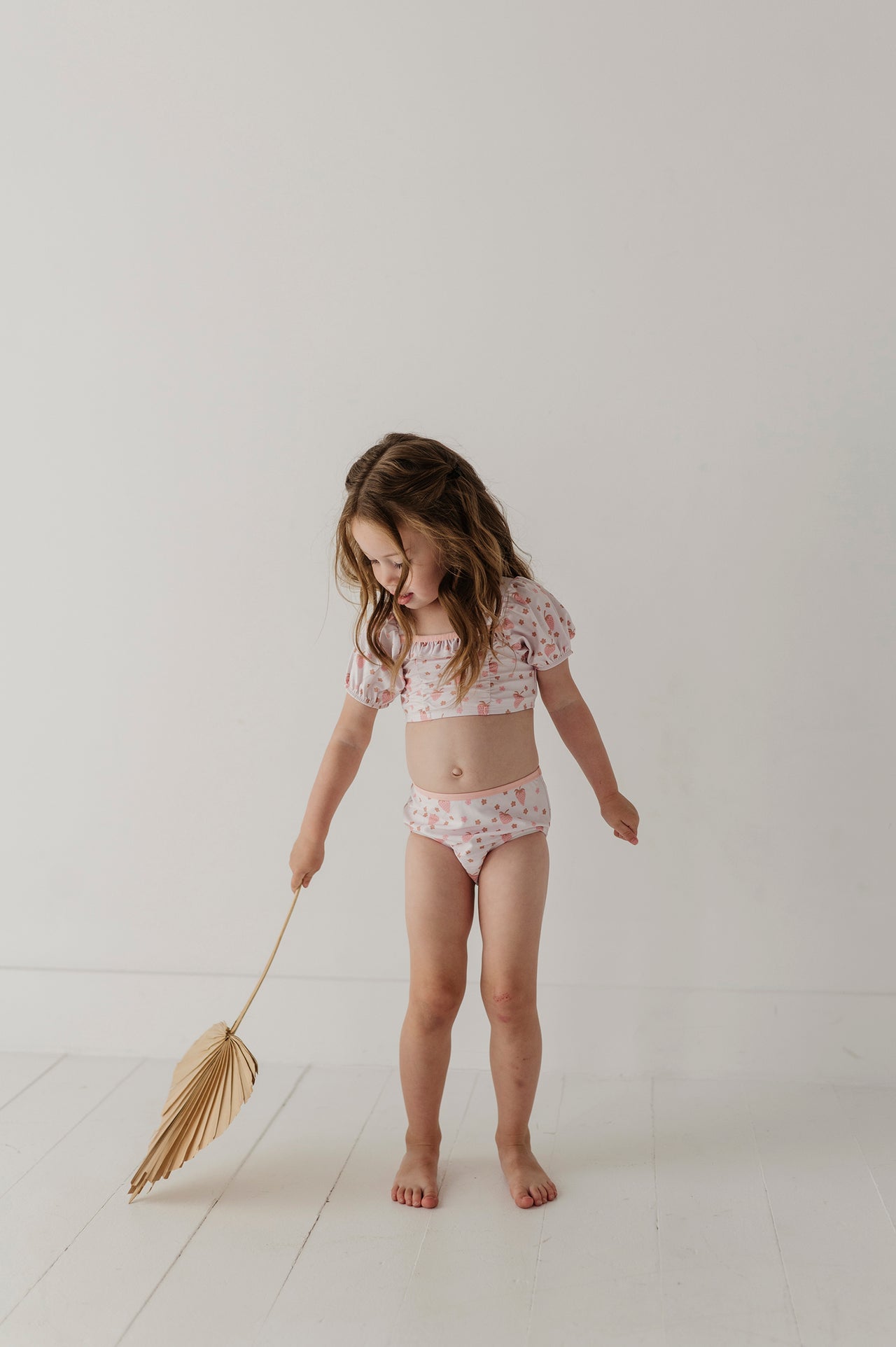 Girl's Puff Sleeve Swimsuit | Strawberries