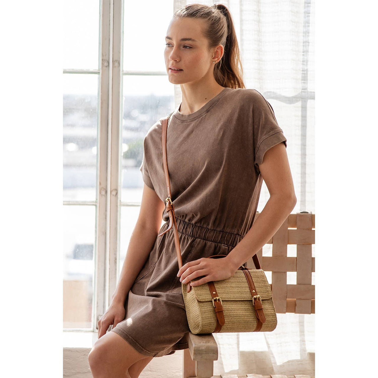 MINERAL WASHED COTTON MINI DRESS **FINAL SALE**