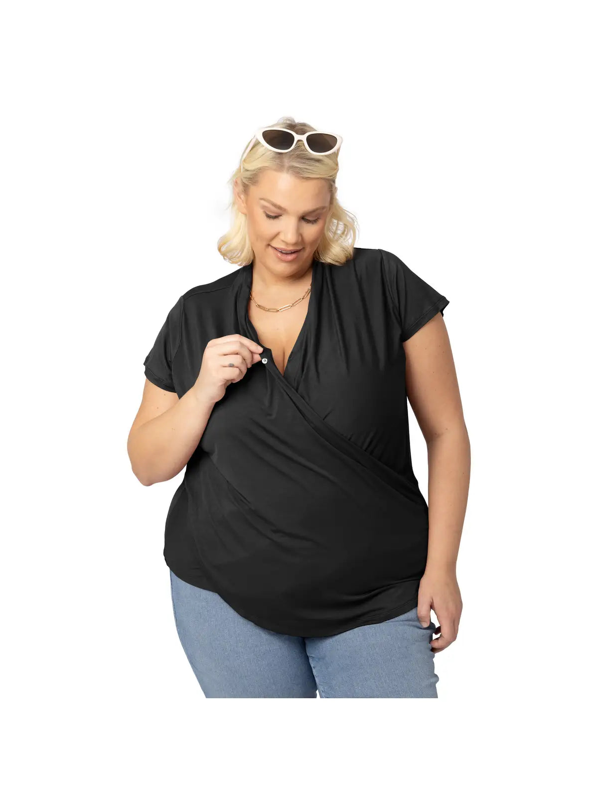 Bamboo Draped Nursing Top | Black