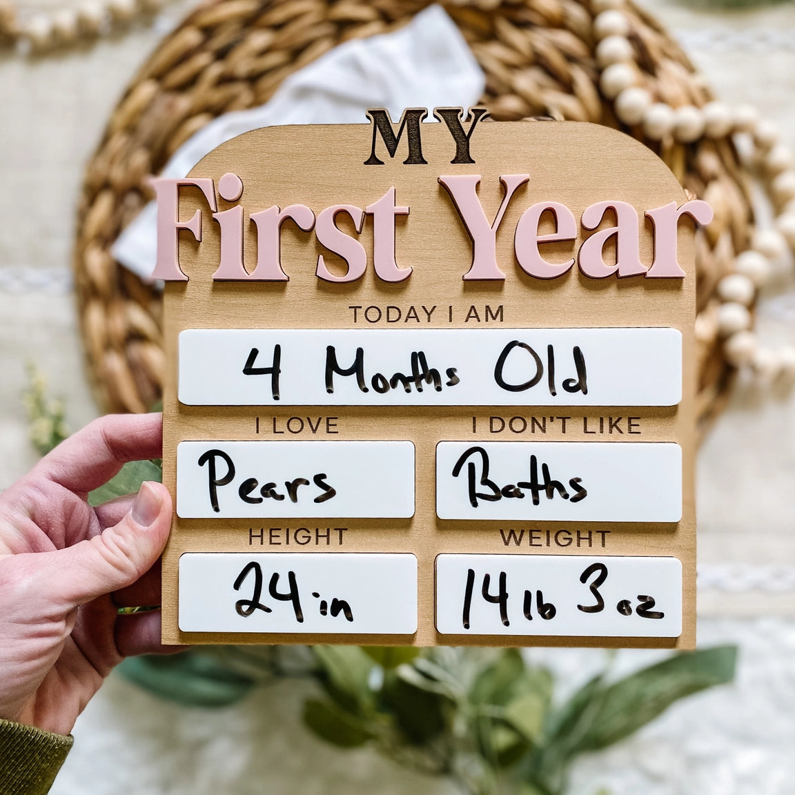 My First Year Monthly Stat Milestone Stat Board