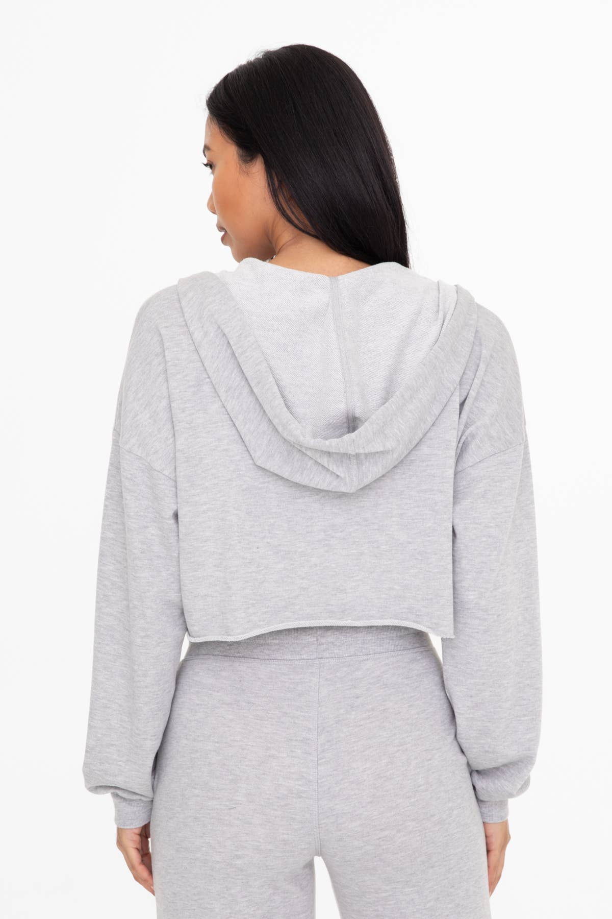 Crop Zip Hoodie | HEATHER GREY